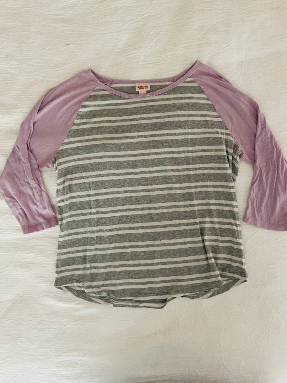 Purple/White/Grey Striped Casual Top XL Mossimo
